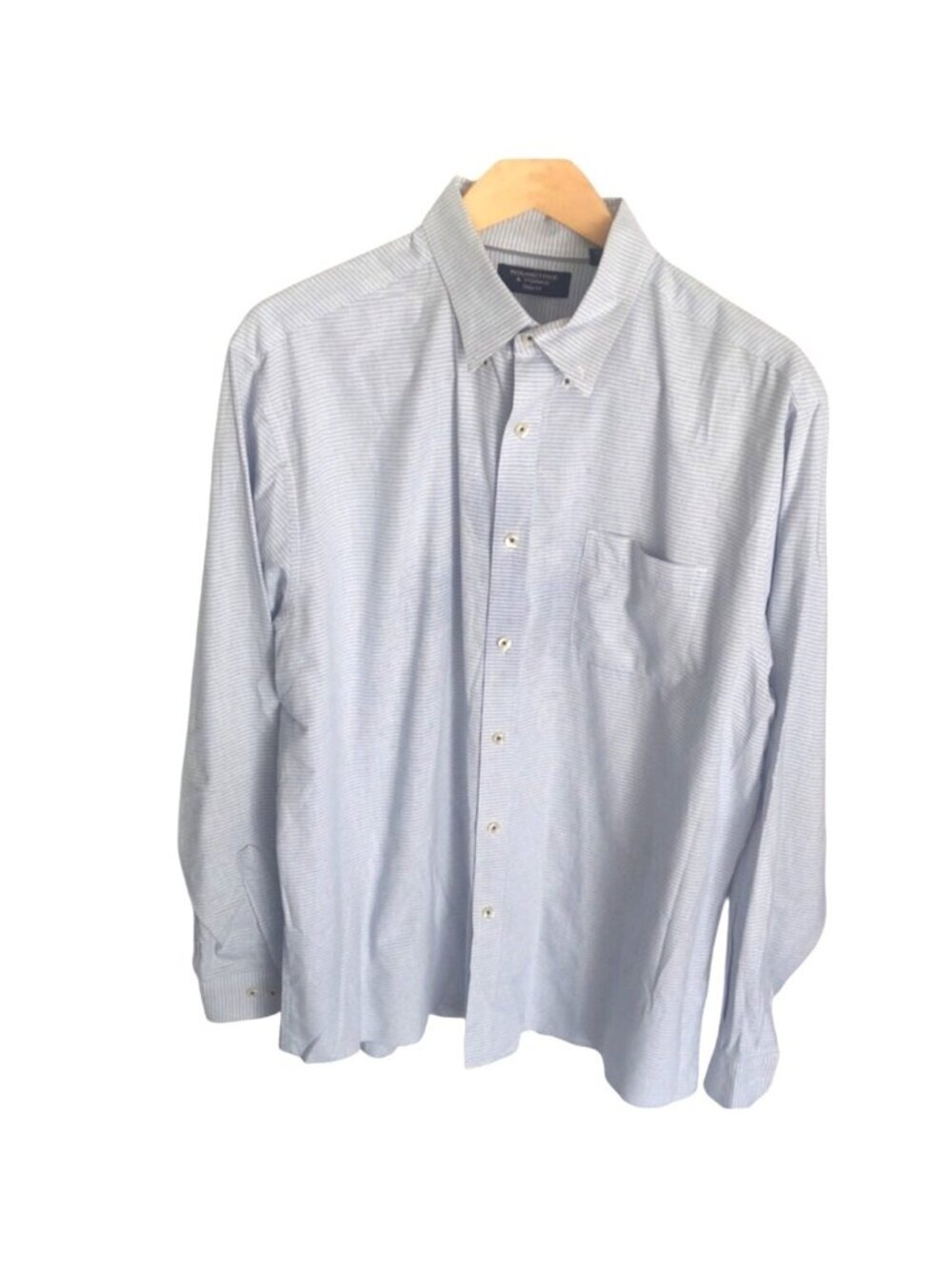 ROUNDTREE & YORKE-Blue Stripe Button-Down Shirt Men Size X-Large Business Casual